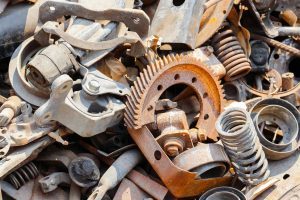 Mechanical Scrap Metal Waits For Recycling 